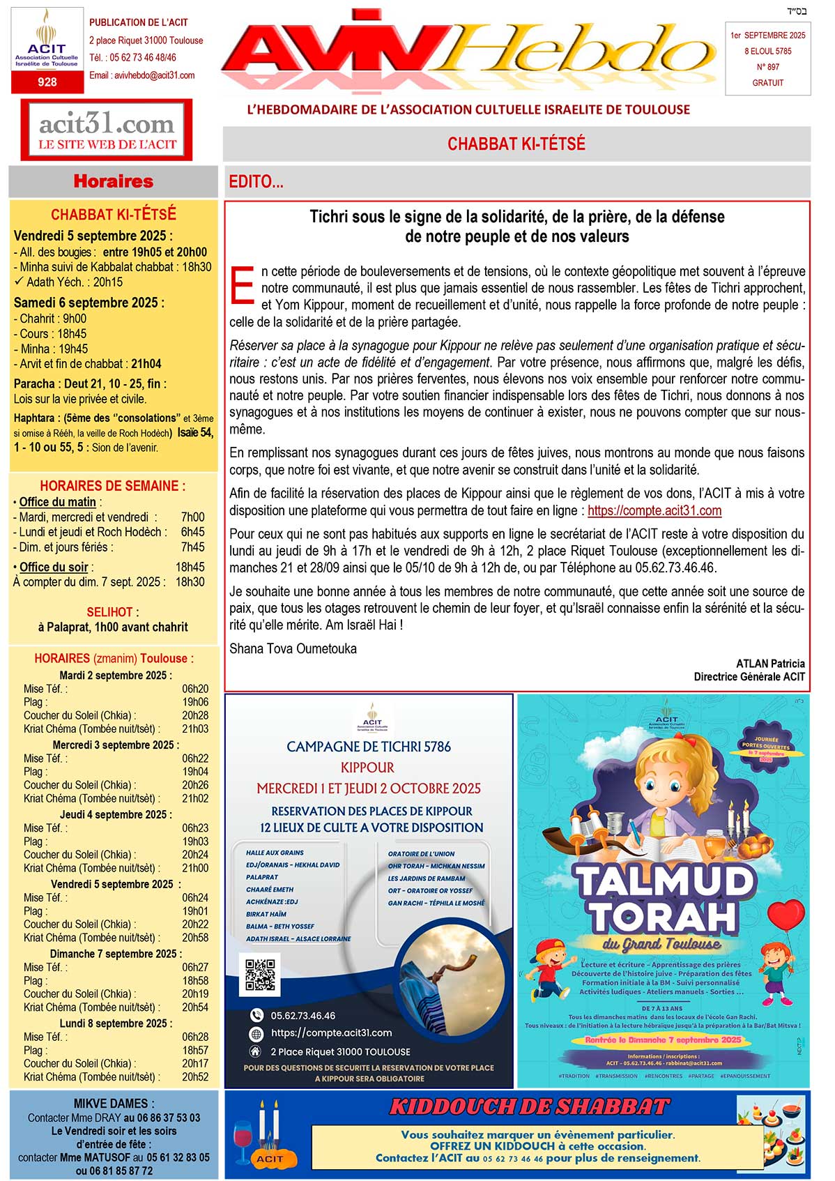 Aviv Hebdo – Page 1