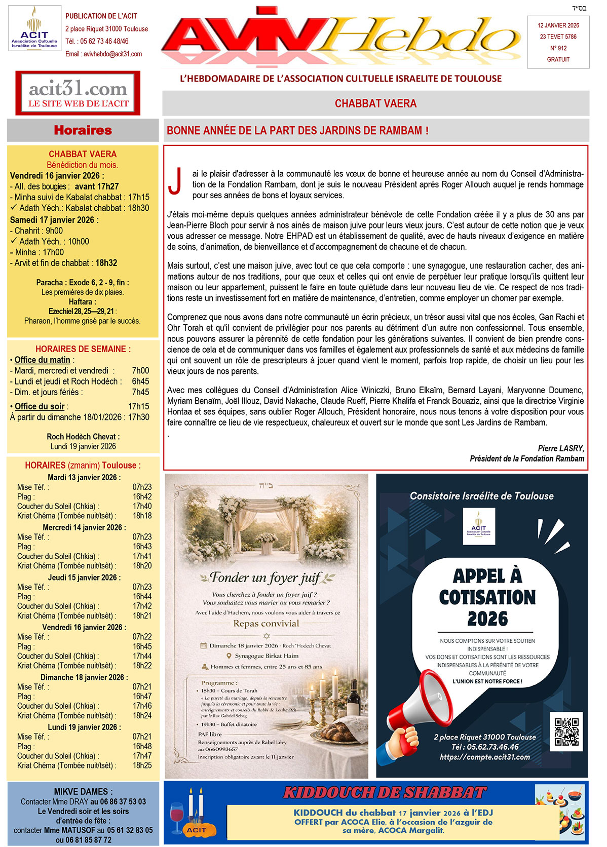 Aviv Hebdo – Page 1